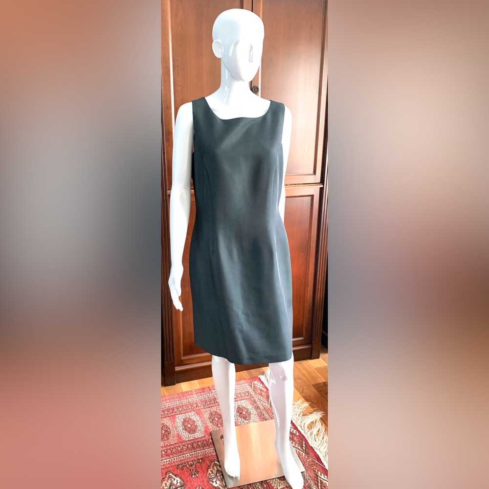 English Richards shiny grayish green mini straight dress just over knee US 12